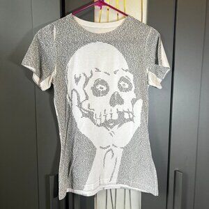 Litographs  Graphic Print  book writing  Skull  outline  Tshirt   Size S